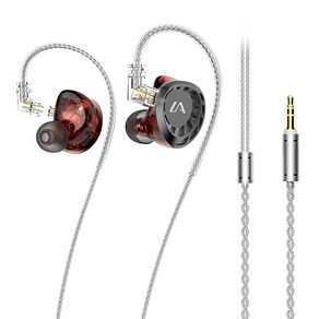 Lafitea LF4 다이나믹 & 밸런스드 아머처 하이브리드 HIFI 유선 이어폰 3.5mm, 레드