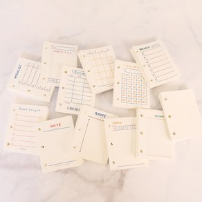 3공 A7크기 미니 다이어리 속지 내지 60매 12옵션 [3-Hole A3 Size Mini Diary 60 Sheets 12 Options]