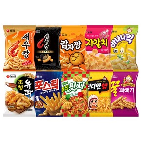 농심과자10종_새우깡+블랙새우깡+감자깡+자갈치+바나나킥+조청유과+포스틱+벌집핏자+인디안밥+꿀꽈배기, 새우+블랙+감자+자갈+바나+조청+포스+벌집+인디+꿀, 1세트