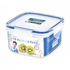 쿨맥시2 정사각 700ml 반찬통 밀폐용기 보관용기, 1개, 쿨맥시2 밀폐용기 반찬통 정사각 플라스틱 용기 700ml