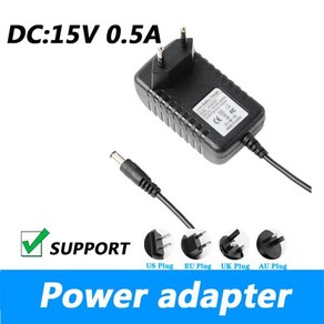 DC 15V 500MA 전원 어댑터 15V 0.5A 충전기 LED 조명 스트립 영국 플러그 AU 플러그 5.52.1MM 전원 공급 장치, 1) EU - 15V - 0.5a, 1) EU - 15V - 0.5a