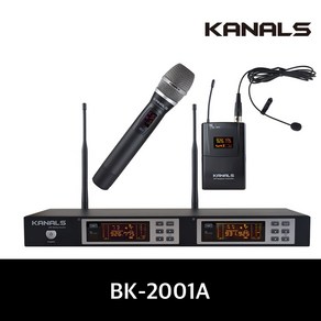 KANALS(카날스) BK-2001A 무선마이크 2채널 충전식 공연용 방송용 버스킹 행사, 핀마이크+핀마이크