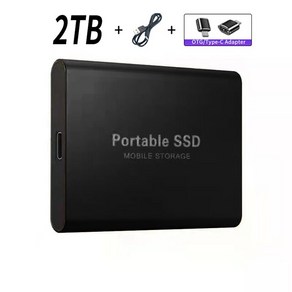 SSD 500GB 1TB 하드 드라이브 외장 타입-C 고속 usb 스토리지 휴대용 HD 디스크 노트북용, Black 2TB