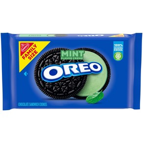 OREO Mint Flavoed Ceme Chocolate Sandwich Cookies Family S OREO 민트 맛 크림 초콜릿 샌드위치 쿠키 패밀리 사이즈 20온, 566g, 1개