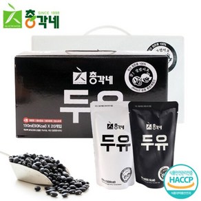 [총각네] 국산 검은콩 담백한 두유 20봉 + 무가당 두유 20봉, 1세트, 190ml