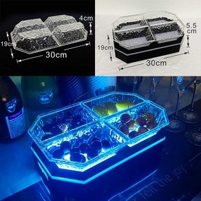 충전식 LED 클럽 조명 접시 VIP 안주 과일 그릇 업소용, 짙은녹색얼음패턴아이스블루, 1개