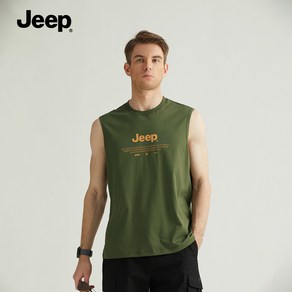 JEEP 남성용 여름 민소매 솔리드 컬러 캐주얼 슬림 핏 티셔츠 정품 P222MKT208