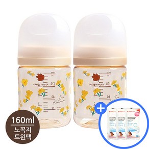 [수유패드 6P 증정] 그린핑거 베베그로우 PPSU 디자인젖병 160ml 노꼭지 트윈팩(2P) / 디자인선택1, 1세트, 붓꽃