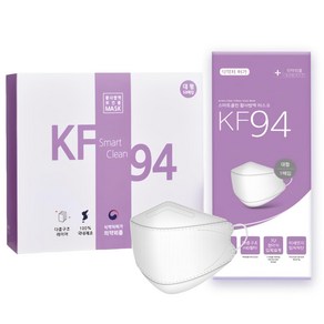스마트클린 황사방역 마스크 대형 KF94 흰색, 50개입, 1개