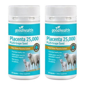 good health Placenta 굿헬스 뉴질랜드 플라센타 양태반 그레이프 씨드 25 000mg 60캡슐 2팩, 25정, 2개