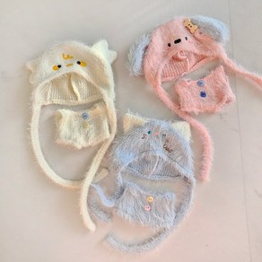 니트조끼 세트 인형옷 (10cm 15cm 모루인형 옷 그로밋 솜인형 의상 꾸미기), 블루, 1개