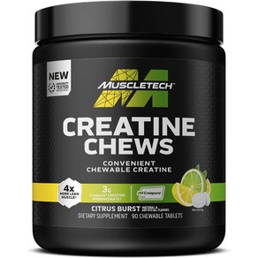 Muscletech 크레아틴 츄 시트러스 버스트 츄어블 타블렛, 1개, 90정