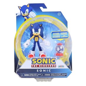 Jakks Pacific 소닉 더 헤지혹 10.2cm(4인치) 피규어  소닉 (모던) 무적 아이템 박스 포함