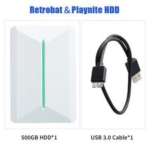 레트로배트 및 플레이나이트 시스템 HDD 게임 콘솔 PC용 PS3 WIIU 스위치 MAME 50 개 이상 에뮬레이터, PR500G HDD, 1개, 02 WHITE, PR500G HDD