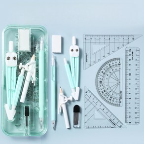 연온룸 컴퍼스 각도기 삼각자 제도용품 9종세트