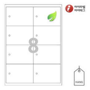 아이태그 TLH0081ME 행태그 흰색 모조 에코 100 x 70 (mm) 8칸 A4 태그, 25매