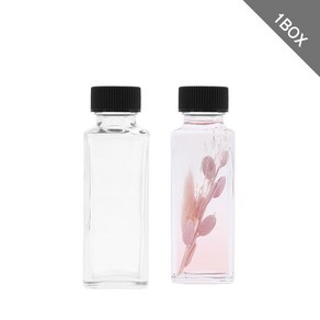 홈앤라이프 하바리움 용기 엣지 100 사각 유리병 100ml 1박스 77병, 스크류타입 일반 블랙캡(1박스 77개)