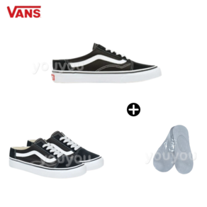 [YUYU] Vans 반스 Old-skool 올드스쿨 뮬 블랙 남여공용 + 페이크삭스 1P