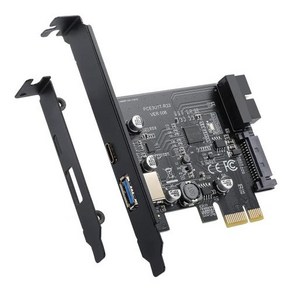 전면 C타입 어댑터 카드 확장 PCI-E 1X to USB 3.2 Gen1 USB3.2 2 포트 A타입, 1개