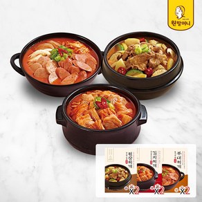 [원할머니]찌개3종 2팩씩 맛보기세트(총6팩 된장+김치+부대찌개)