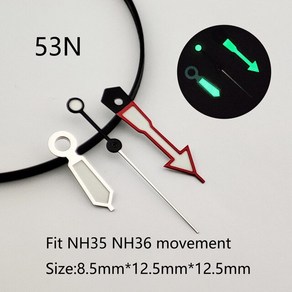 Nh35 핸드 포인터 실버 바늘 녹색 발광 시계 액세서리 nh35 세컨드 nh36 무브먼트 모두