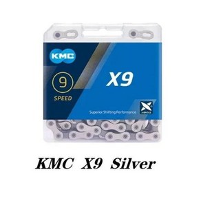 KMC 자전거 체인 X9 MTB 로드 실버 골드 9V 9 스피드 크랭크셋 Shimano, 1.KMC X9 Silve, 1개