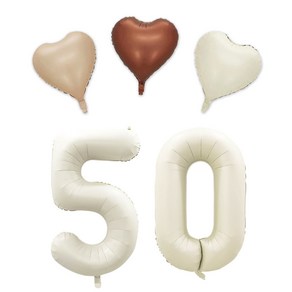 [해피쏘굿] 40인치 대형 크림숫자(10~90)+하트풍선세트, 50