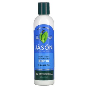 Jason 제이슨 내추럴 볼륨 비오틴 샴푸 천연 강화 가는 얇은 모발 케어 237ml, 1개