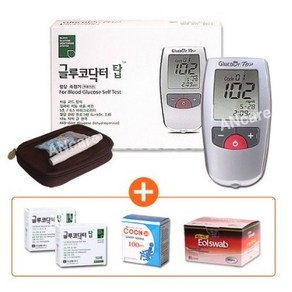 글루코닥터 탑 AGM-4100 혈당측정기 풀세트 [혈당계+시험지50매+침110개+솜100매+파우치+채혈기], 1세트