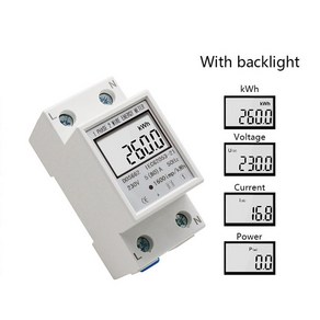 측량&분석 Din 레일 전력 에너지 미터 5-80A LCD 백라이트 디지털 디스플레이 단상 전자 KWh 전압계 전류계 볼트, [01] With backlight, 1개