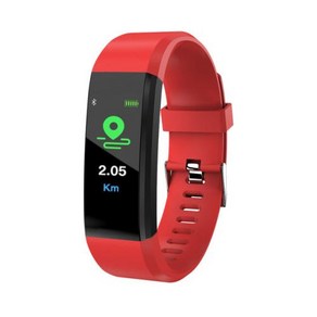 Fitbit LCD 스마트 밴드 워치 피트니스 트랙 심박수 혈압 스마트 팔찌 블루투스 호환 방수 손목 밴드, 빨간색