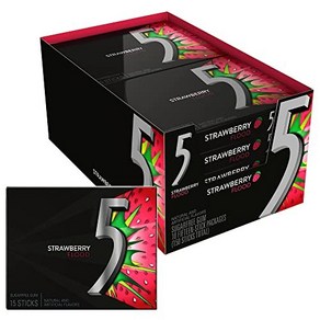 5 Gum Sou Stawbey Suga Fee Chewing Gum Bulk Pack 15 Stick 5 껌 사워 딸기 무설탕 츄잉껌 대량 팩 15 스틱 (10 팩, 1개