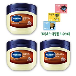 바세린 프로텍팅 젤리 코코아 버터 100ml 3개 + 크리넥스 여행용티슈50매 1개, 1세트, 100g