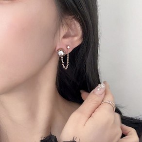 르부포유 써지컬스틸 레이어드 로마 큐빅 귀걸이