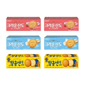 크라운산도 딸기61g+크림61g+국희 땅콩샌드 93g, 2개, 215g