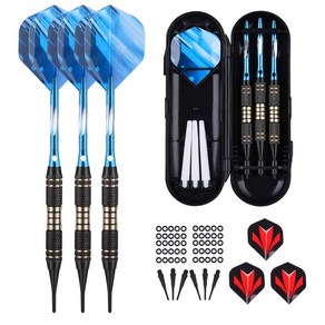 Dats Plastic Tip Set 18 Gams - Soft Tip Dats wi 다트 플라스틱 팁 세트 18그램 - 황동 배럴이 있는 소프트 팁 다트 + 50개의 고무, 1개, 8-18G-BLUE