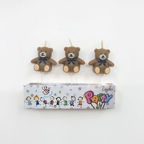 귀여운 브라우니 곰돌이 생일초 데코레이션 파티 캔들, 3p