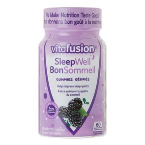 비타퓨전 Vitafusion 슬립웰 Sleepwell 블랙베리맛 5mg 60구미, 60정, 1개