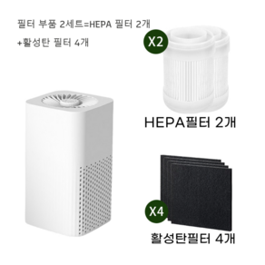 Dalisex 원룸 공기청정기 저소음 미니 공기청정기 거실 사무실 음이온, DA-300-필터 부품 2세트
