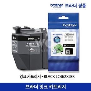 브라더 정품 잉크 LC462XLBK LC462XLC LC462XLM LC462XLY MFC-J2740DW J3940DW 검정 컬러 대용량, 1개