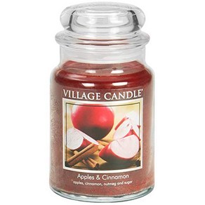 빌리지 캔들 사과 & 시나몬 대형 약종상 항아리 향초 21.25 온스. Village Candle Apples & Cinnamon Large Apothecary Jar Sc