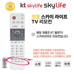 KT스카이라이프 리모컨 SKYLIFE TV 리모컨+건전지, 1개