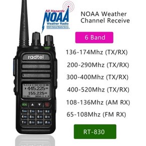 Radtel RT-830 NOAA 날씨 채널 6 밴드 아마추어 햄 양방향 라디오 128CH 워키 토키 에어 컬러 경찰 스캐너 해양, 4.cable mic, 1개