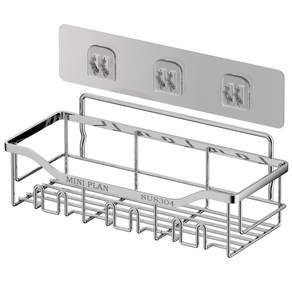 미니플랜 무타공 욕실선반 스텐 접착식 화장실선반, 실버