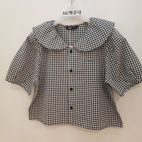 [소이주니어] 블랙 체크 카라 크롭 블라우스 23m1653bk 여아 여름상품 초특가