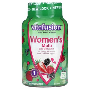 Vitafusion 우먼즈 어덜트 비타민 에너지 메타볼리즘 앤 본 서포트 베리 맛 구미, 1개, 70정