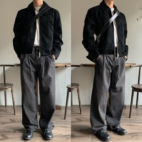 남자 사계절 핀턱 워싱 와이드 데님팬츠 남성용 청바지 4colos