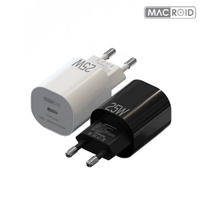 맥로이드 V2500 USB-PD C to C PPS 25W 휴대폰 고속충전기 맥세이프호환 1포트 PD충전, 블랙, 1개