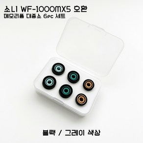 소니 WF-1000XM5 호환 메모리폼 이어팁 대중소 6pcs, 블랙