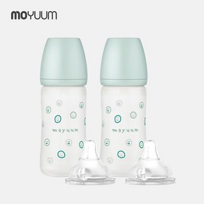 실리콘코팅 노꼭지 유리젖병 240ml 2팩 해피모어 에디션+젖꼭지 2p, 4단계, 150ml, 1개